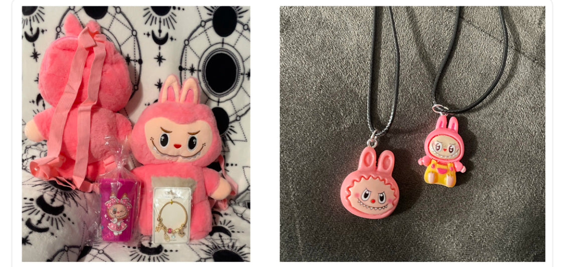 Pink Plush Labubu Backpack